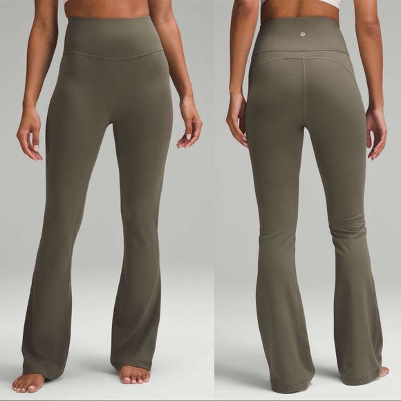 LULULEMON Army Green Groove Super-High-Rise Flared Pant Nulu, Size 2 - Picture 1 of 7